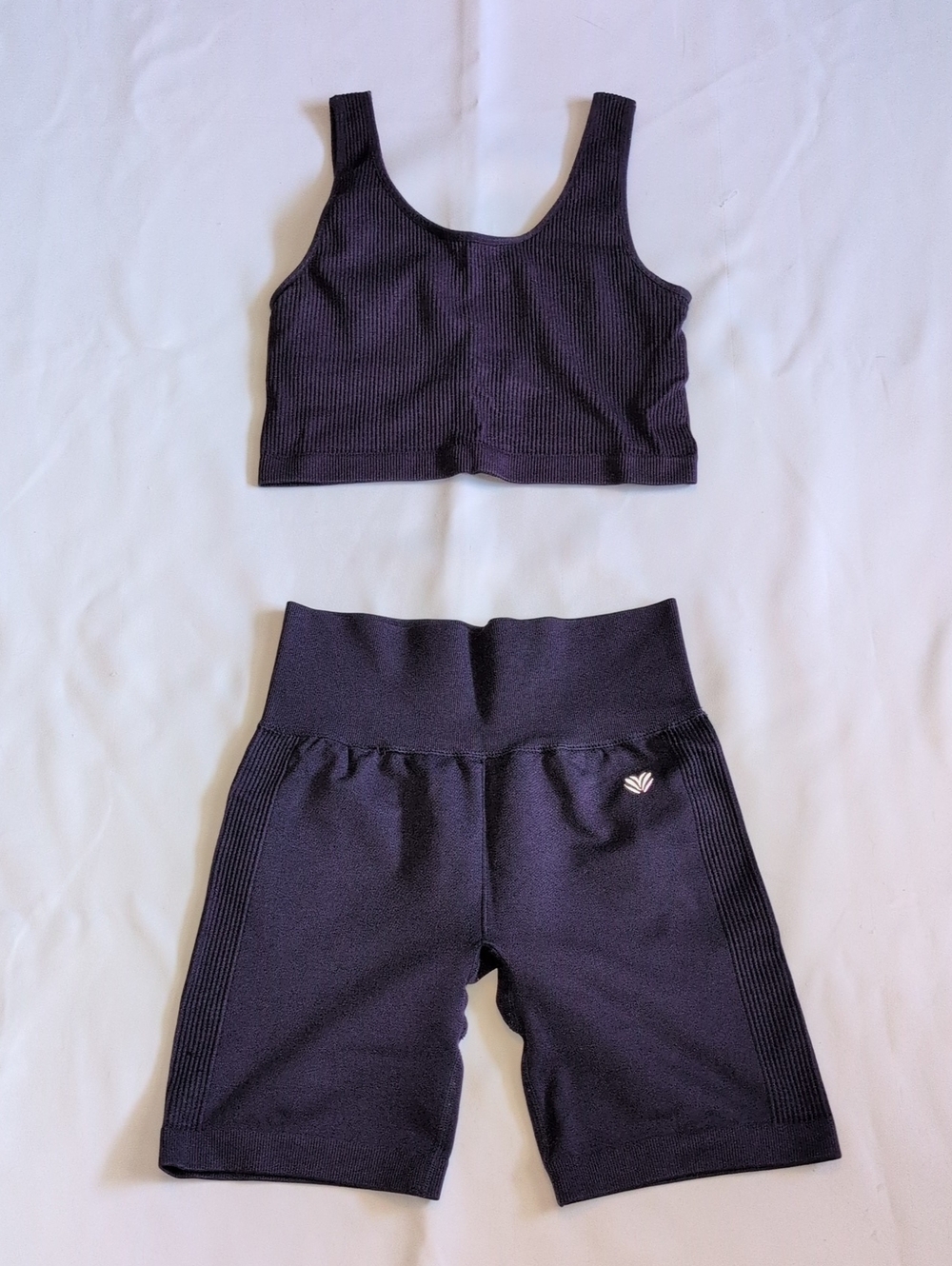 Forever 21 Purple Athletic Bike Shorts and Crop Tank Set